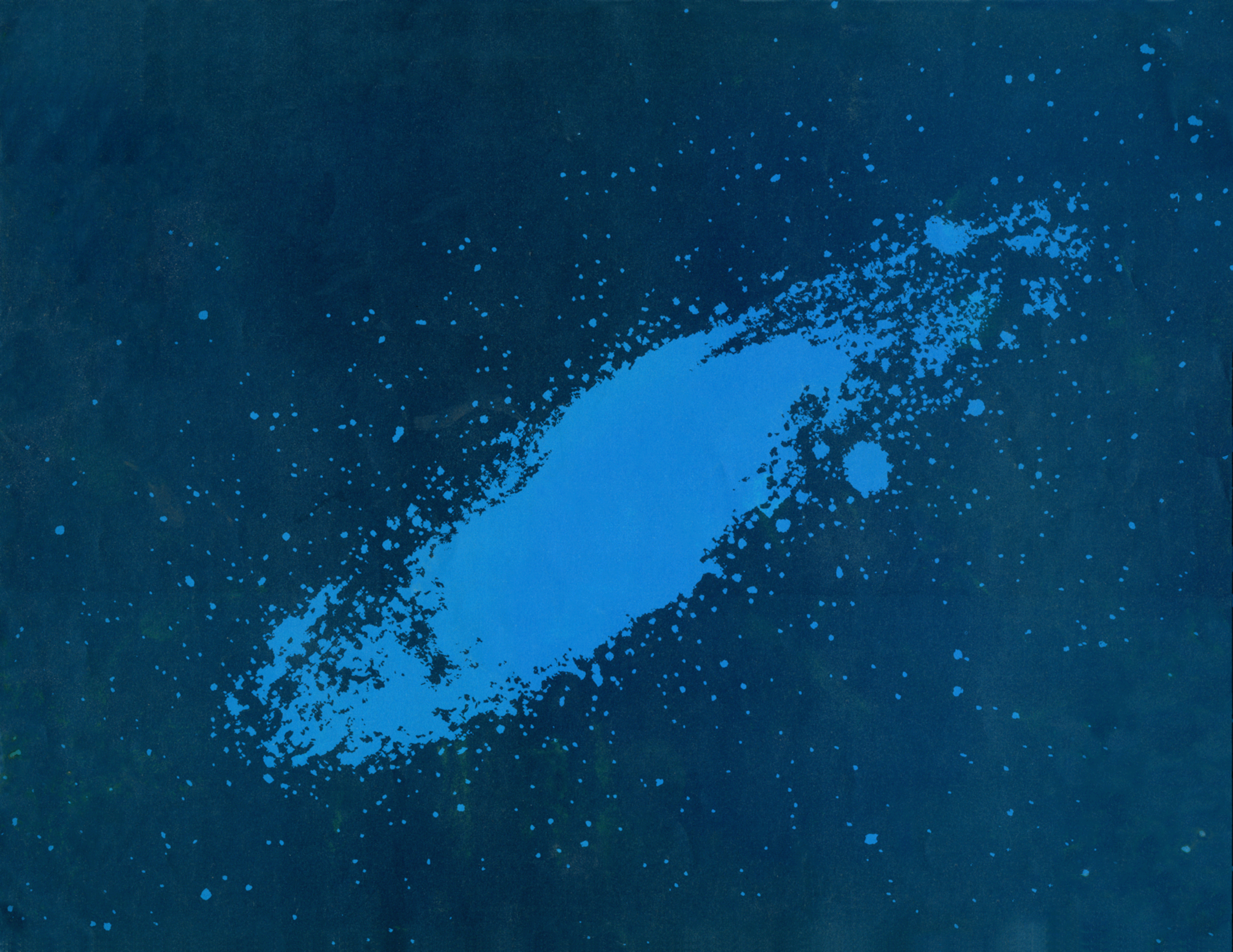 An illustration of a galaxy in shades of blue.